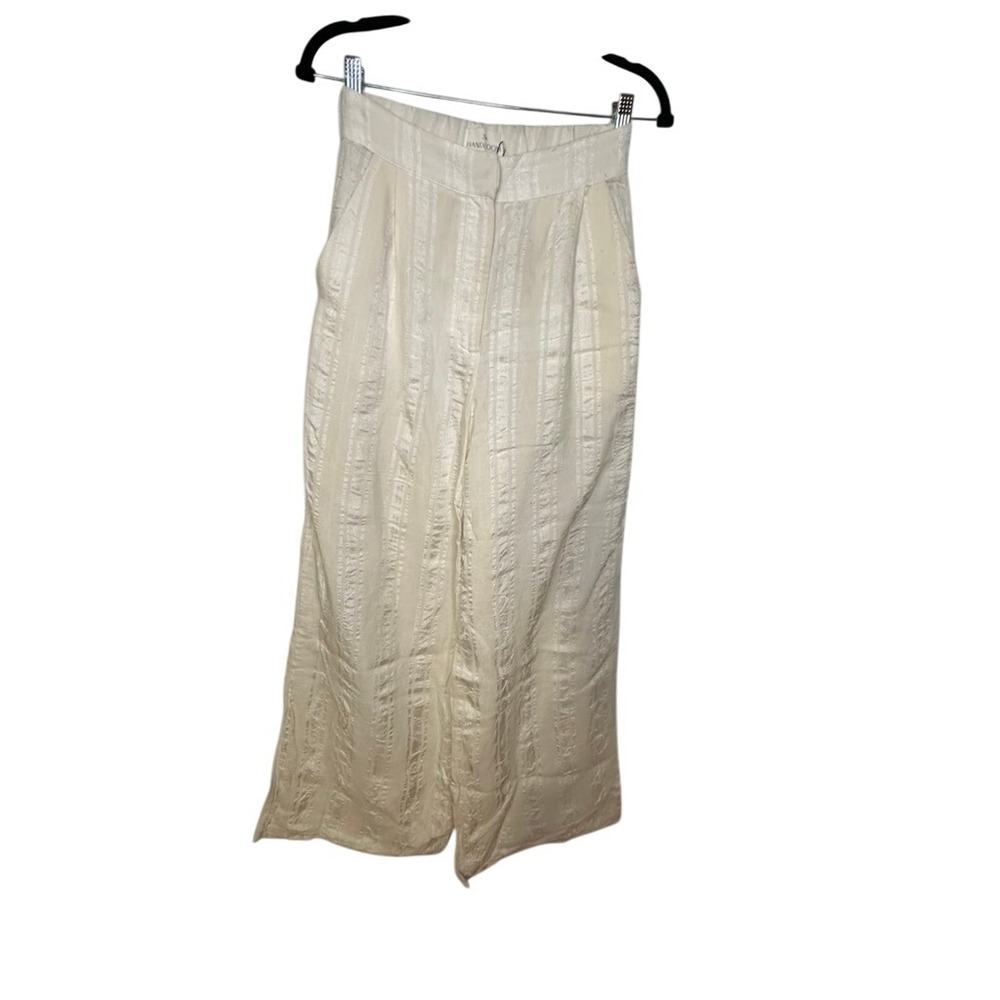 The Handloom Los Angeles Womens Cream‎ Striped Wide Leg Pants S/M NWT